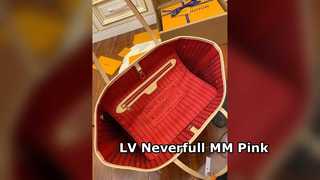 Różowa torba z monogramem Louis Vuitton Neverfull MM