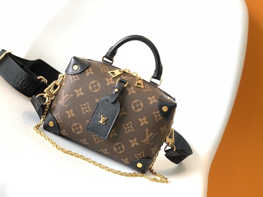 Niestandardowe markowe torby Louis Vuitton Petite Malle Souple Empreinte Monogram Brown Black