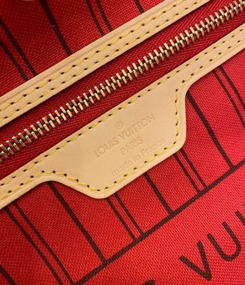 Louis Vuitton Designerska torba z monogramem Różowa płócienna monogramowa Neverfull Mm Włoska skóra klasy A
