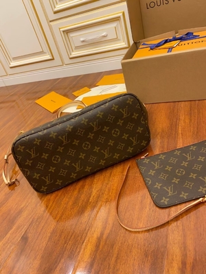 Louis Vuitton Designerska torba z monogramem Różowa płócienna monogramowa Neverfull Mm Włoska skóra klasy A