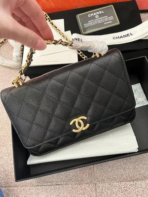 Klasyczny portfel KWOC z łańcuszkiem Mała torebka Chanel AP3019