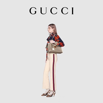 GG Gucci Torba na ramię z kłódką Medium Supreme Płótno Dostosowane