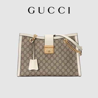 GG Gucci Torba na ramię z kłódką Medium Supreme Płótno Dostosowane