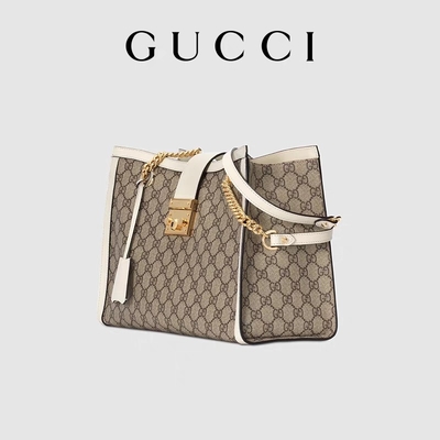 GG Gucci Torba na ramię z kłódką Medium Supreme Płótno Dostosowane