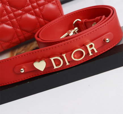 Lady Red Lambskin Moja torba na ramię Abcdior Dior Cannage D6806