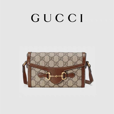 9,5 uncji GUCCI Horsebit 1955 Mini Portfel damski Beige heban
