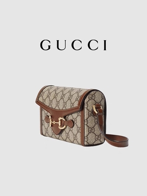 9,5 uncji GUCCI Horsebit 1955 Mini Portfel damski Beige heban