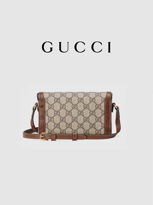 9,5 uncji GUCCI Horsebit 1955 Mini Portfel damski Beige heban