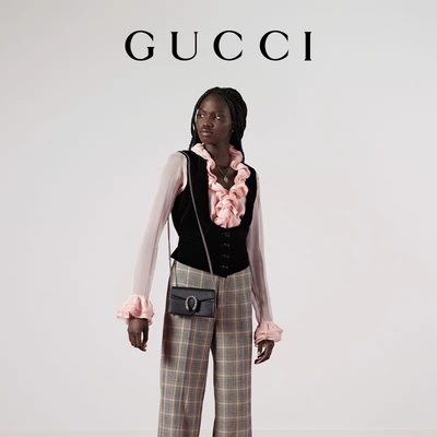 Niestandardowa mini torba Gucci Dionysus z garbowanej skóry z głową tygrysa