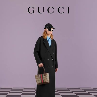 Niebieska, beżowa, markowa torba na ramię Ophidia GG Mała torba na ramię