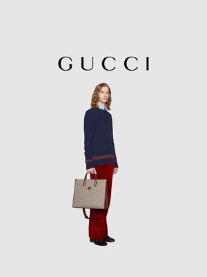 Płócienna torba z grubej bawełny GG Supreme Print Gucci Torba na ramię z blokadą G