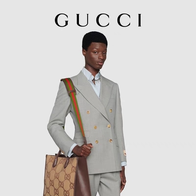 GUCCI Markowa torba na ramię Jumbo GG Tote Bag Camel Men Gentleman