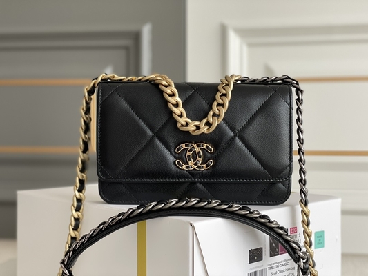 Ulubiona markowa torba ze skóry jagnięcej Chanel 19 z klapką Mini OEM