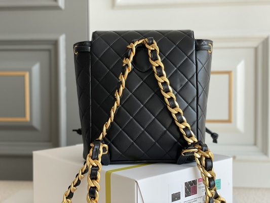 Chanel skórzany plecak z klapką projektant marki 1994-1996 diament pikowany dla kobiet