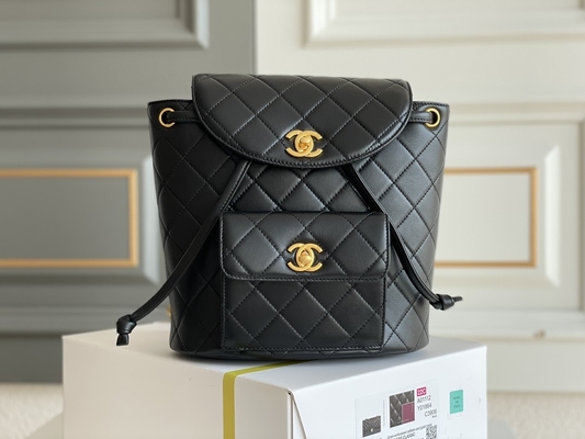 Chanel skórzany plecak z klapką projektant marki 1994-1996 diament pikowany dla kobiet