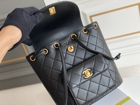 Chanel skórzany plecak z klapką projektant marki 1994-1996 diament pikowany dla kobiet