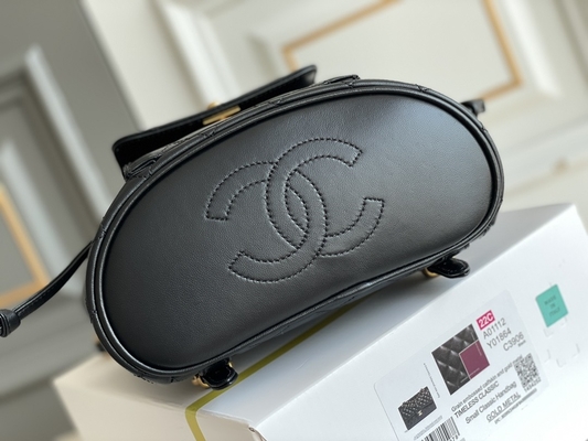 Chanel skórzany plecak z klapką projektant marki 1994-1996 diament pikowany dla kobiet