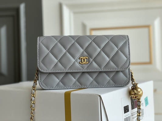 Czarna Kopertówka Mini Coco Chanel WOC Portfel Na Łańcuszku CF20