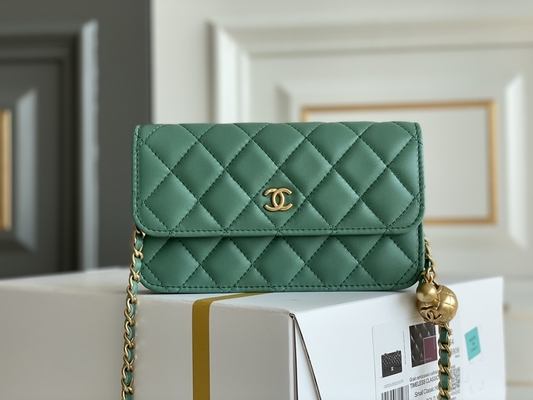 Czarna Kopertówka Mini Coco Chanel WOC Portfel Na Łańcuszku CF20