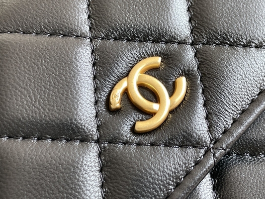 Czarna Kopertówka Mini Coco Chanel WOC Portfel Na Łańcuszku CF20