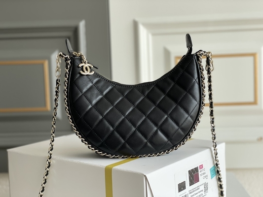Czarny łańcuszek Mini Sling Bag Markowa torebka Chanel Hobo ze skóry cielęcej
