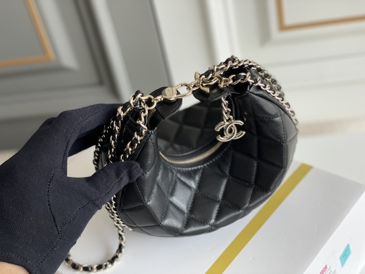 Czarny łańcuszek Mini Sling Bag Markowa torebka Chanel Hobo ze skóry cielęcej