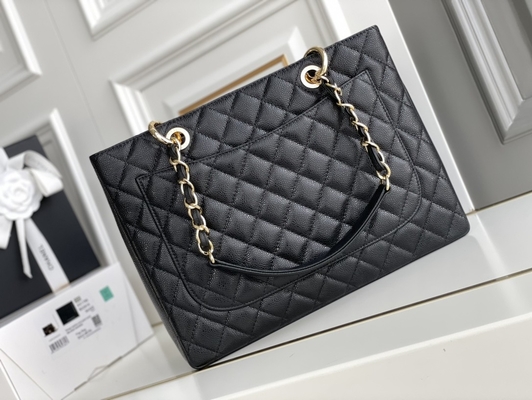 Duża duża torba na zakupy GST ze skóry liczi i kawioru Chanel