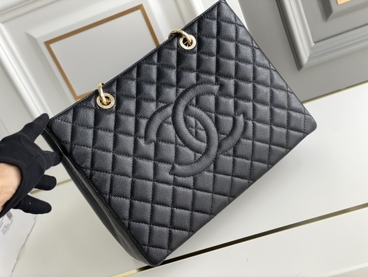 Duża duża torba na zakupy GST ze skóry liczi i kawioru Chanel