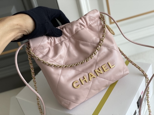 Markowa torebka damska Chanel 22B MINI 22S skóra cielęca różowy biały czarny żółty