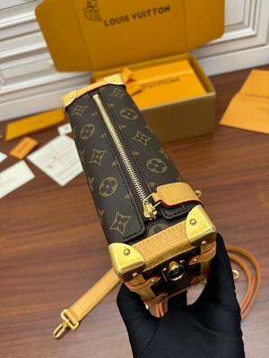 Brązowa walizka płócienna Presbyopic Louis Vuitton LV z bocznym kufrem z monogramem PM