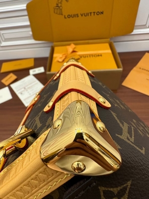 Brązowa walizka płócienna Presbyopic Louis Vuitton LV z bocznym kufrem z monogramem PM