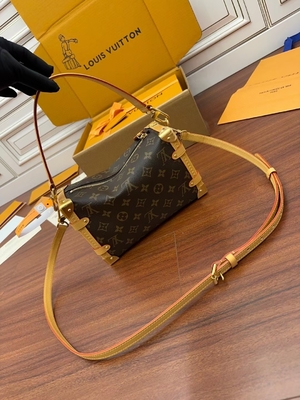 Brązowa walizka płócienna Presbyopic Louis Vuitton LV z bocznym kufrem z monogramem PM
