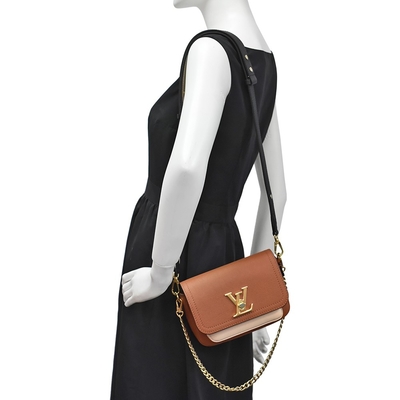 Designerska torba z monogramem z ziarnistej skóry cielęcej LV Lockme Tender Bag Brown