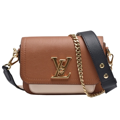 Designerska torba z monogramem z ziarnistej skóry cielęcej LV Lockme Tender Bag Brown