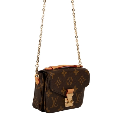 Mini designerska torba z monogramem Micro Metis LV torba przez ramię brązowa