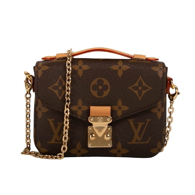 Mini designerska torba z monogramem Micro Metis LV torba przez ramię brązowa