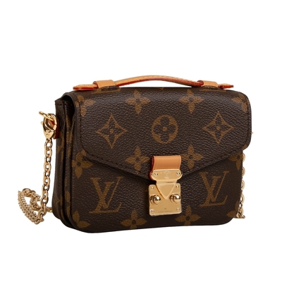 Mini designerska torba z monogramem Micro Metis LV torba przez ramię brązowa