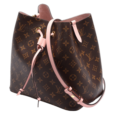 Skórzane wykończenie Louis Vuitton NéOnoé Mm Czarna torba z monogramem