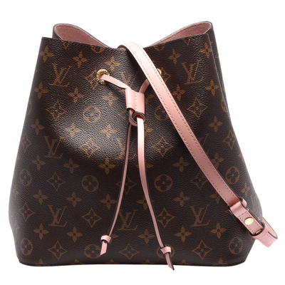 Skórzane wykończenie Louis Vuitton NéOnoé Mm Czarna torba z monogramem