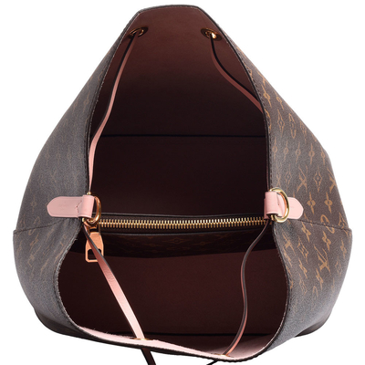 Skórzane wykończenie Louis Vuitton NéOnoé Mm Czarna torba z monogramem