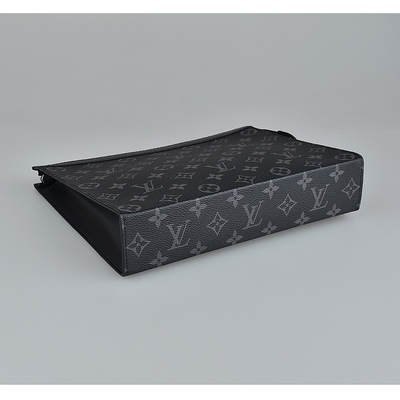Monogram Eclipse Markowa torba męska Pochette Louis Vuitton Voyage Etui z płóciennym wykończeniem