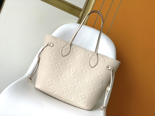 Preloved Beżowa płócienna torba na ramię Neverfull MM z monogramem