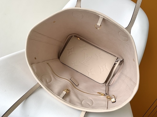 Preloved Beżowa płócienna torba na ramię Neverfull MM z monogramem