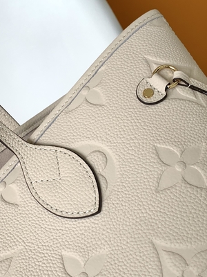 Preloved Beżowa płócienna torba na ramię Neverfull MM z monogramem