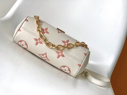 Ulubiona kremowa mini torba na ramię ze skóry LV Rose Trianon Two Monogram Empreinte