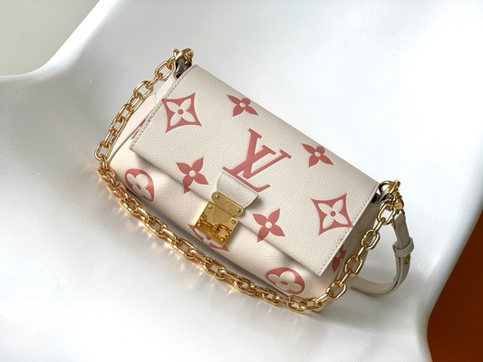 Ulubiona kremowa mini torba na ramię ze skóry LV Rose Trianon Two Monogram Empreinte