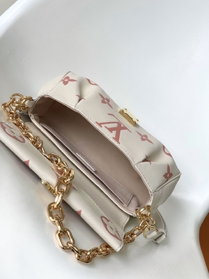 Ulubiona kremowa mini torba na ramię ze skóry LV Rose Trianon Two Monogram Empreinte