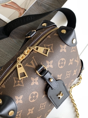 Niestandardowe markowe torby Louis Vuitton Petite Malle Souple Empreinte Monogram Brown Black