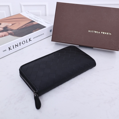 BV Skórzane mini designerskie portmonetki Bottega Veneta Intrecciato Portfel zapinany na zamek
