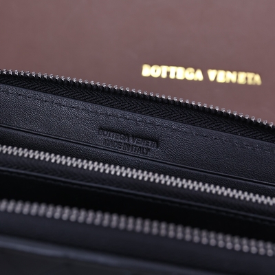 BV Skórzane mini designerskie portmonetki Bottega Veneta Intrecciato Portfel zapinany na zamek